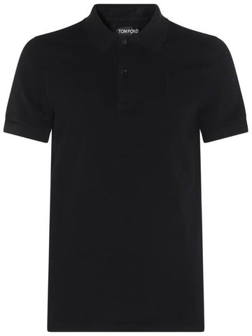 Short Sleeve Polo Shirt Black - TOM FORD - BALAAN 1