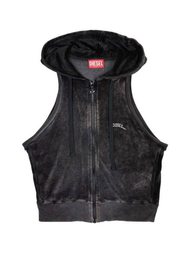 T crity n1 black velor sleeveless hoodie with logo T Crity N1 T crity n1 Black velor sleeveless hoodie with logo T Crity N1 - DIESEL - BALAAN 1