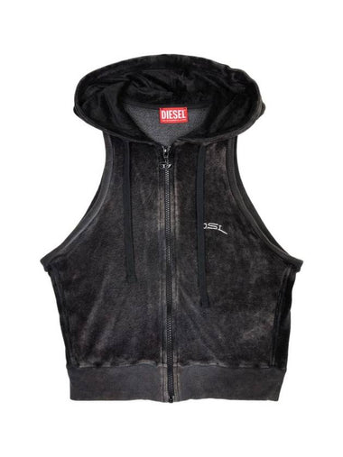 T Crity N1 Crystal Logo Sleeveless Zip-Up Hoodie Black - DIESEL - BALAAN 1