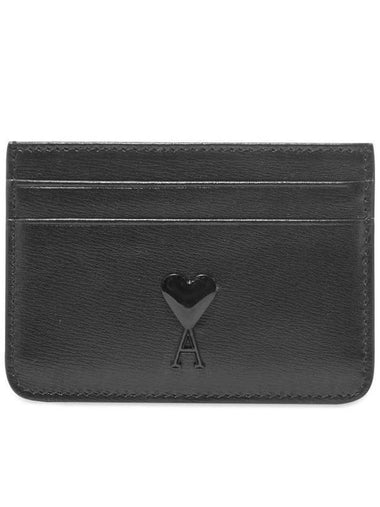 Heart Logo Leather Card Wallet Black - AMI - BALAAN 1