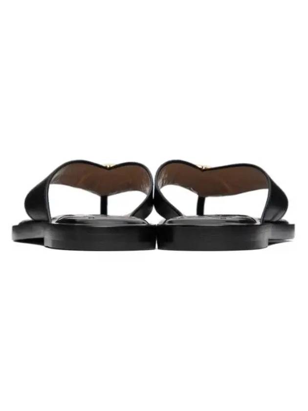 Interlocking G Open Toe Buff Leather Flat Sandals Black - GUCCI - BALAAN 2