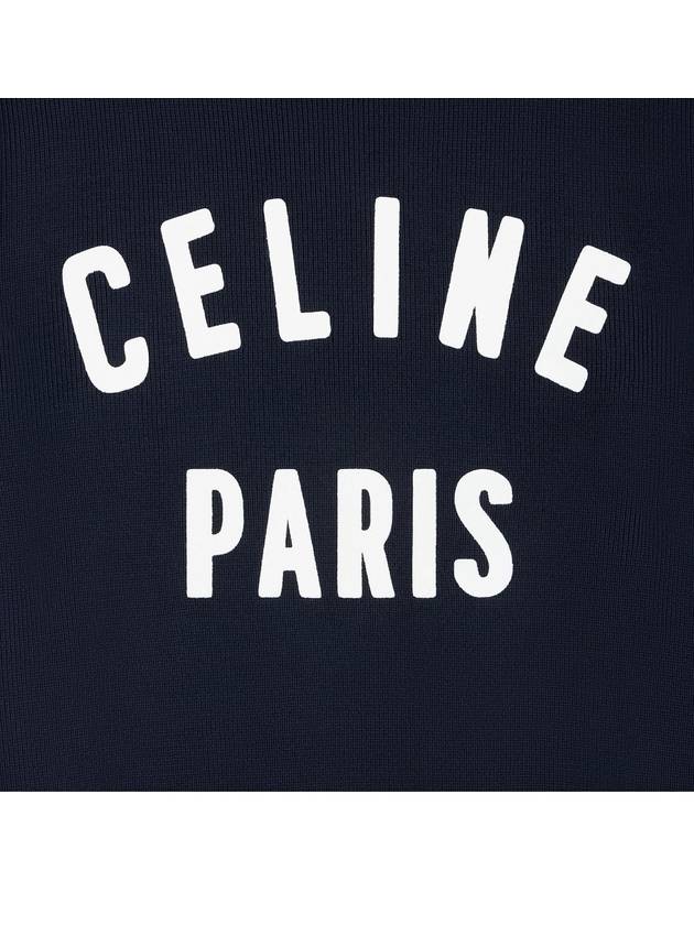 Logo Print Crew Neck Cotton Knit Top Navy - CELINE - BALAAN 4