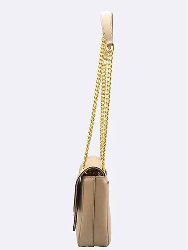 1BD193 Beige Saffiano gold chain flap shoulder bag and cross - PRADA - BALAAN 3