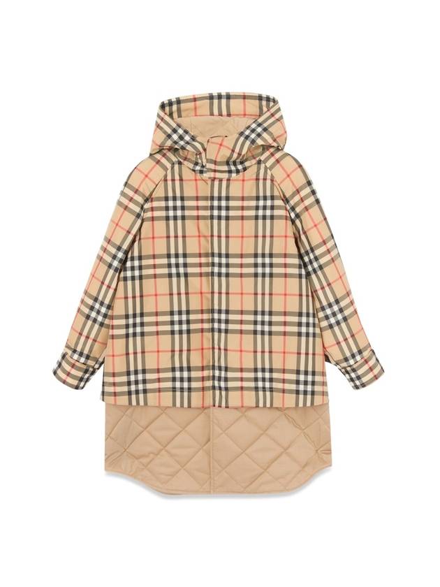 Kids Vintage Check Hooded Quilted Coat Beige - BURBERRY - BALAAN 1