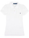 Slim Fit Cable Knit Polo Shirt White - POLO RALPH LAUREN - BALAAN 3