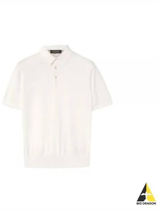 Men's MM Cotton Short Sleeve Polo Shirt White - LORO PIANA - BALAAN 2