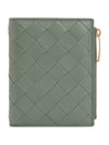 Intrecciato Small Leather Half Wallet Green - BOTTEGA VENETA - BALAAN 2