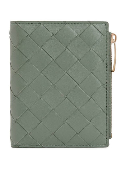 Intrecciato Small Leather Half Wallet Green - BOTTEGA VENETA - BALAAN 2