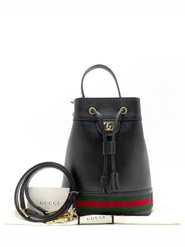 610846 Black Leather Web Stripe Ophidia Small Bucket Tote Bag Shoulder Strap 2WAY - GUCCI - BALAAN 1