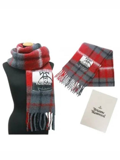 Tartan Check Alpaca Wool Muffler Red - VIVIENNE WESTWOOD - BALAAN 2