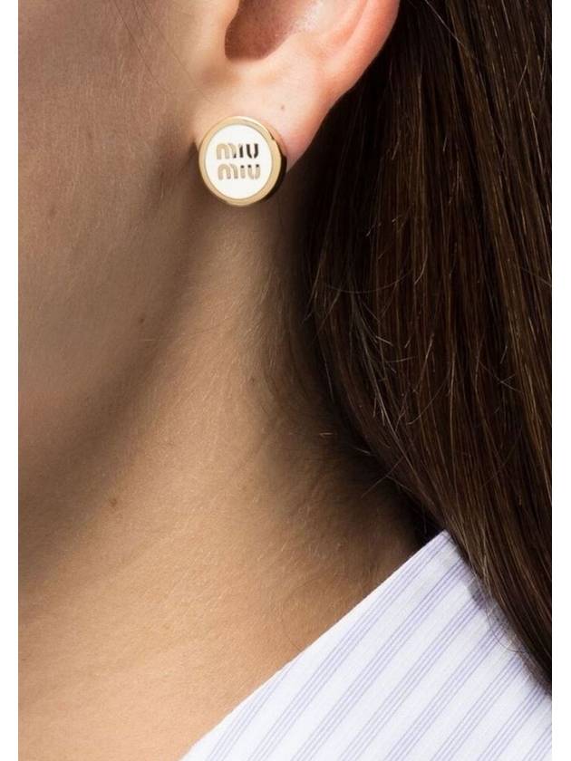 Enameled Metal Earrings White - MIU MIU - BALAAN 7