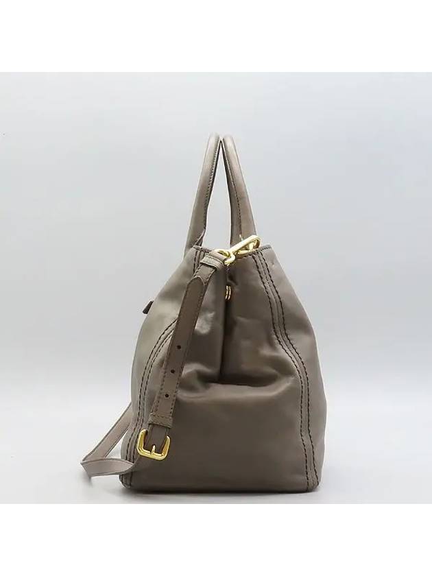 BN2103 Dark Beige Calf Leather Gold Logo Tote Bag Shoulder Strap 2WAY - PRADA - BALAAN 3