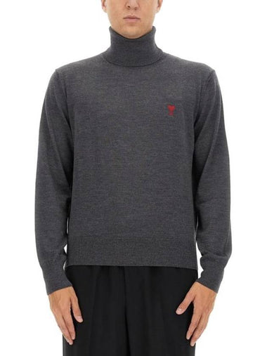 Heart Logo Turtleneck Grey - AMI - BALAAN 1