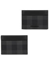 Check Leather Card Case Charcoal - BURBERRY - BALAAN 2