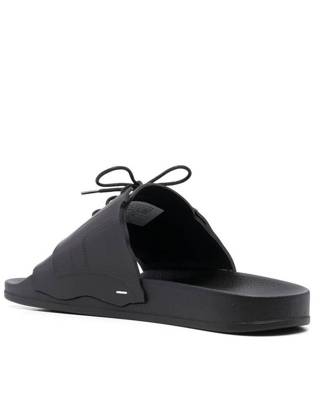 Men's Lace Up Pool Slippers Black - MAISON MARGIELA - BALAAN.