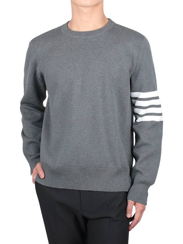 4 Bar Armband Milano Stitch Knit Top Mid Grey - THOM BROWNE - BALAAN 4