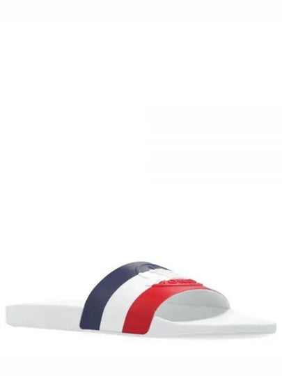 Basil Logo Emboss Striped Slippers White - MONCLER - BALAAN 2