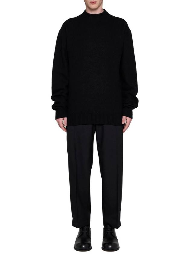 Crewneck Wool Knit Top Black - JIL SANDER - BALAAN 3