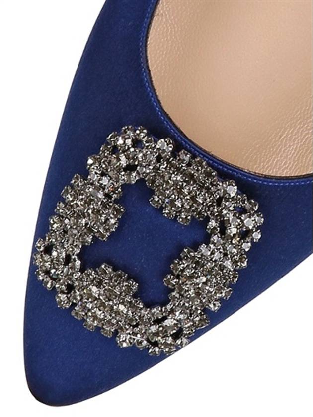 Hangisi Satin Jewel Buckle Flat Blue - MANOLO BLAHNIK - BALAAN.