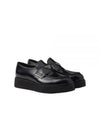 Triangle Logo Brushed Leather Loafers Black - PRADA - BALAAN 2