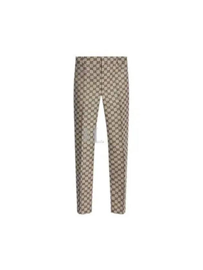 GG Linen Blend Canvas Straight Pants Beige - GUCCI - BALAAN 2