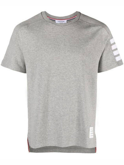 4-Bar Striped Cotton Short Sleeve T-Shirt Light Grey - THOM BROWNE - BALAAN 2