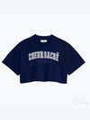 Logo Crop Short Sleeve T-shirt Navy - AMI - BALAAN 2