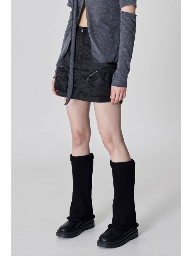 Nylon Pocket Zipper Short H-line Skirt Black - DIAIRE - BALAAN 3