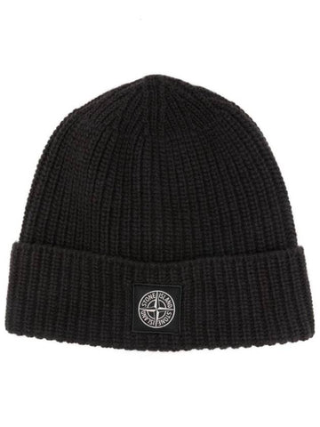 Logo Knit Beanie Grey - STONE ISLAND - BALAAN 1