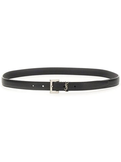 Men's Monogram Grain Belt Black - SAINT LAURENT - BALAAN 2