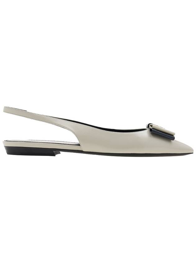 Anais Slingback Flats In Smooth And Patent Leather Ivory - SAINT LAURENT - BALAAN 3