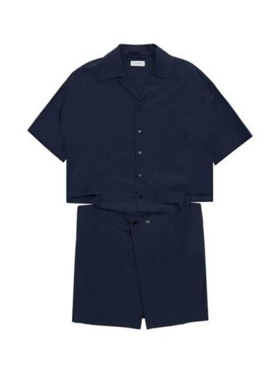 Cotton Shirt Neck Short Dress Navy - LEMAIRE - BALAAN 2