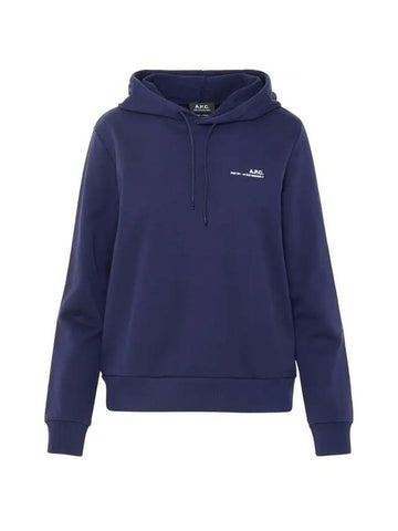 WoMen's Item Logo Print Hoodie Navy - A.P.C. - BALAAN 1