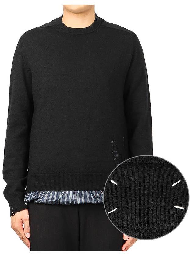 Layered Wool Knit Top Black - MAISON MARGIELA - BALAAN 2