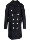 Wool  Double Breasted Coat Black - DSQUARED2 - BALAAN 3