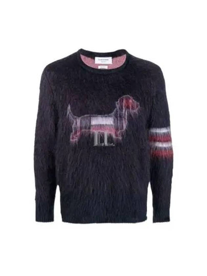 4 Bar Check Hector Jacquard Mohair Knit Top Navy - THOM BROWNE - BALAAN 2