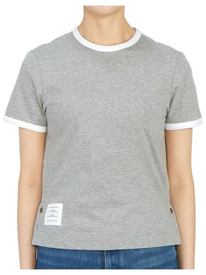 Asymmetric Hem Short Sleeve T-Shirt Grey - THOM BROWNE - BALAAN 2