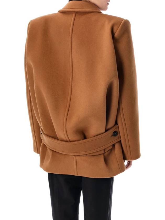 Short Wool Single Coat Camel - SAINT LAURENT - BALAAN 3