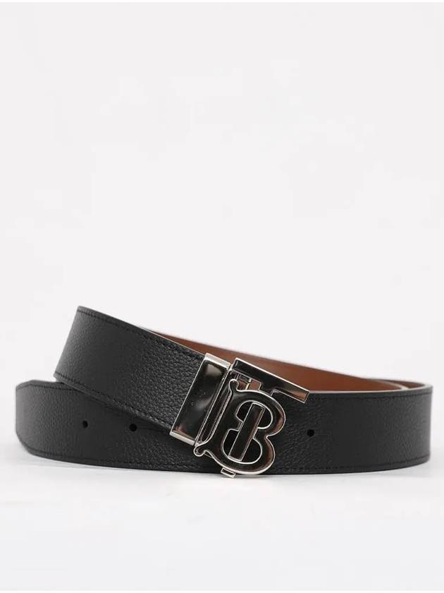 Reversible Monogram Leather Belt Black - BURBERRY - BALAAN 3