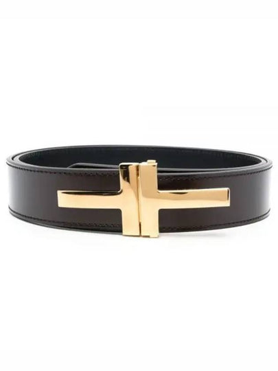 T Buckle Leather Belt 30MM Dark Brown· - TOM FORD - BALAAN 2