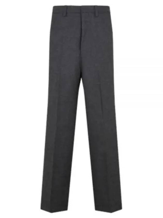 Gabardine Wool Loose Fit Wide Pants Grey - AMI - BALAAN 2