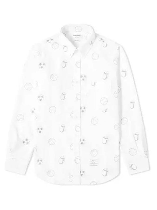 multiball embroidery long sleeve shirt white - THOM BROWNE - BALAAN 2