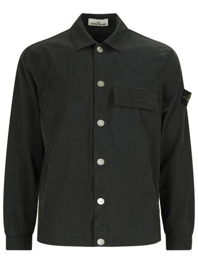 Cupro Cotton Twill Over Long Sleeve Overshirt Jacket Black - STONE ISLAND - BALAAN 2