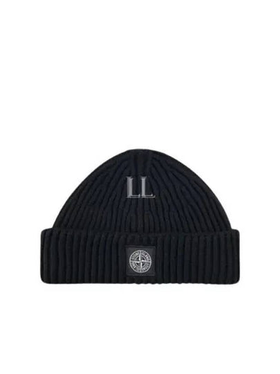 Logo Patch Rib Wool Beanie Black - STONE ISLAND - BALAAN 2