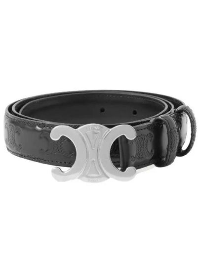 Triomphe Buckle Leather Belt Black - CELINE - BALAAN 2