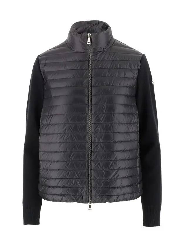 Women's High Neck Wool Padded Cardigan Black - MONCLER - BALAAN 2