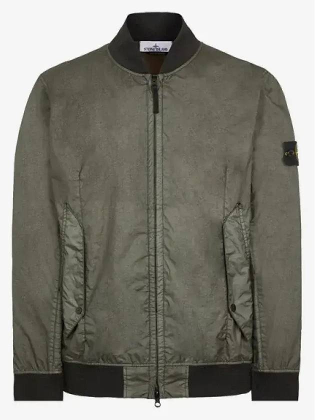 Men's Wappen Patch Zip-Up Bomber Jacket Green - STONE ISLAND - BALAAN 2