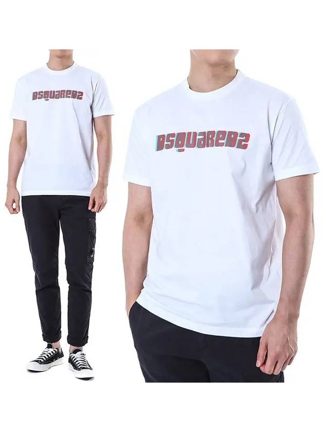 Logo Print Cotton Short Sleeve T-Shirt White - DSQUARED2 - BALAAN 2