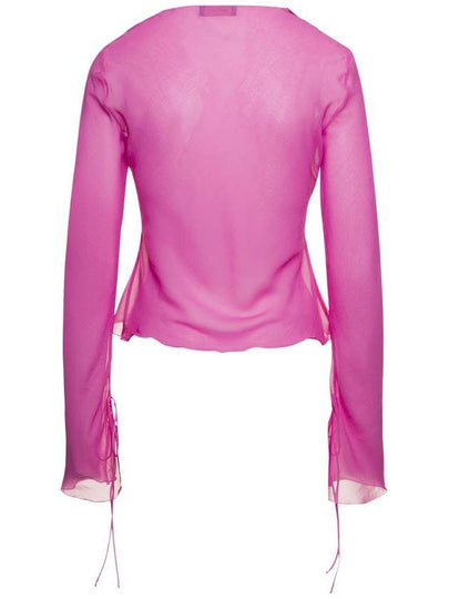 Ruffle-Detail Blouse In Pink Silk Woman - ANDAMANE - BALAAN 2