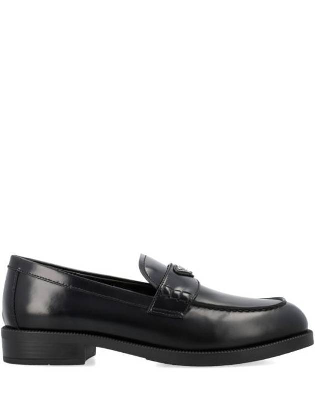 Triangle Logo Leather Loafers Black - PRADA - BALAAN 2